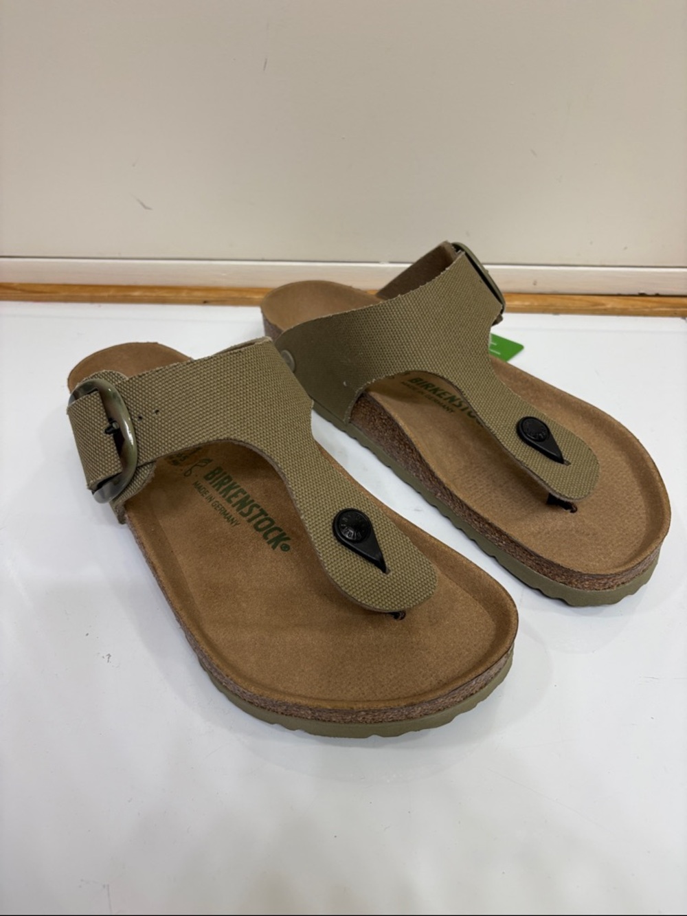 Birkenstock Gizeh Big Buckle Thong Sandals in Olive Green